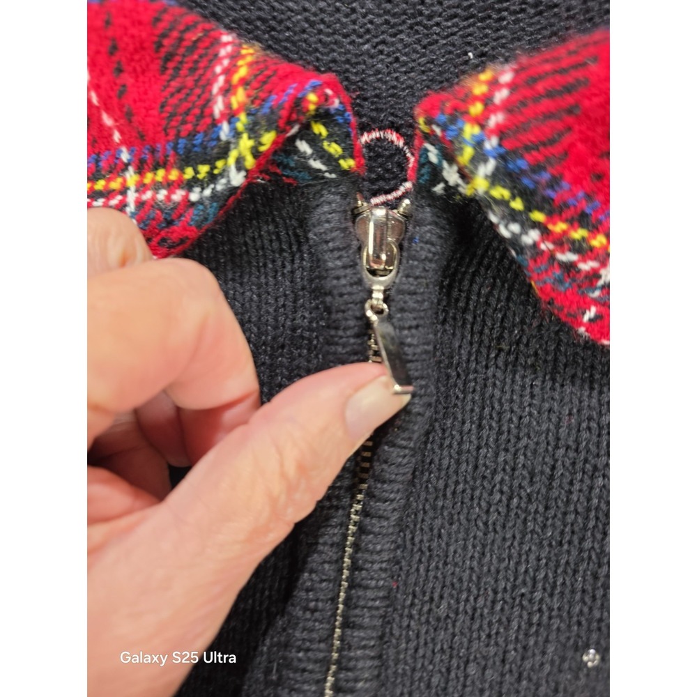 Mercer Street Studio Full Zip Cardigan Small Snowman Mittens Ice Skate Christmas - Picture 5 of 11